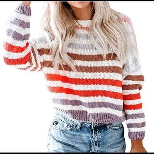 striped crew neck sweater